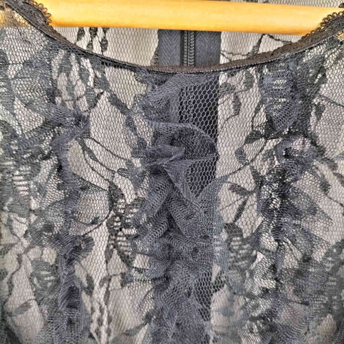 ザラ ZARA 長袖レース シフォンプリーツ ロングワンピース レディース import:L