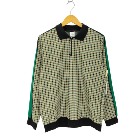 ザラ ZARA ジッパーディテール チェック ポロシャツ メンズ import:M