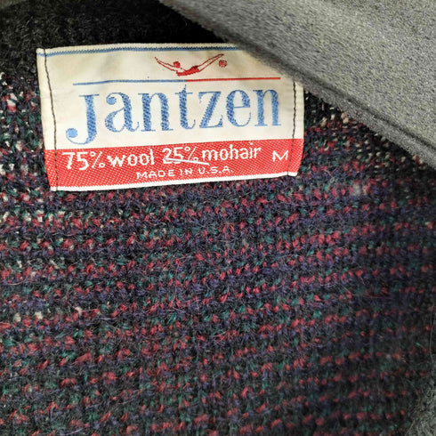 ジャンセン jantzen 60s MADE IN USA チェンジボタン エルボーパッチ ウールモヘアチェックカーディガン モヘア25 メンズ import:M