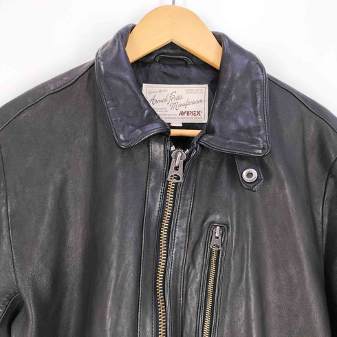 アヴィレックス AVIREX レザー ダブルジップ シングル ライダースジャケット メンズ import:XL