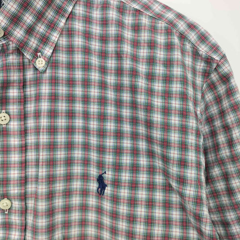 ラルフローレン RALPH LAUREN CLASSIC FIT ポロ―刺繍 チェック ボタンダウン半袖シャツ メンズ import:L