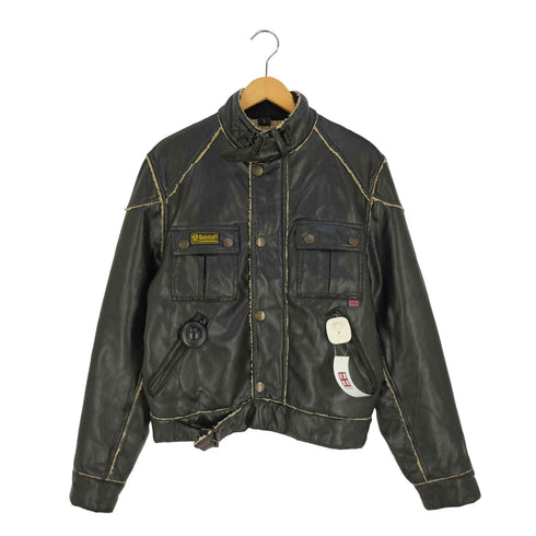 ベルスタッフ Belstaff 裏ボア エルボーパッチ チンスト フェイクレザー バイカージャケット メンズ import:L