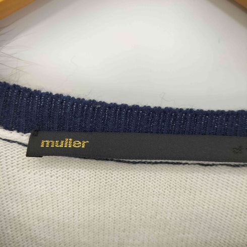ミュラー MULLER シャドーフォックスファー ボーダーニットカーディガン レディース JPN:36