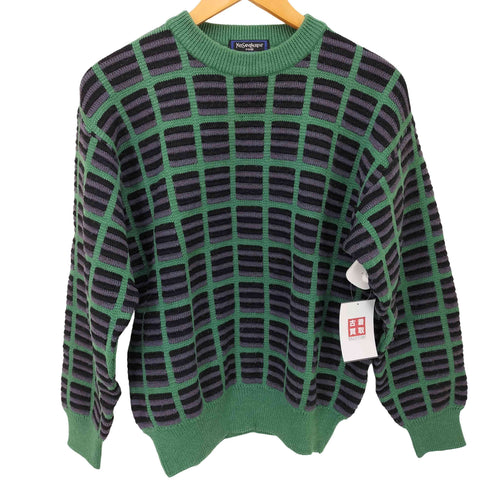イヴサンローラン Yves Saint Laurent 90S tricots ジオメトリックジャガードニット 3Dニット メンズ import:M