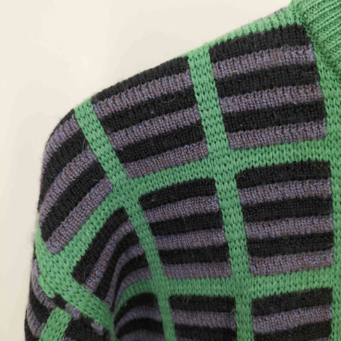 イヴサンローラン Yves Saint Laurent 90S tricots ジオメトリックジャガードニット 3Dニット メンズ import:M