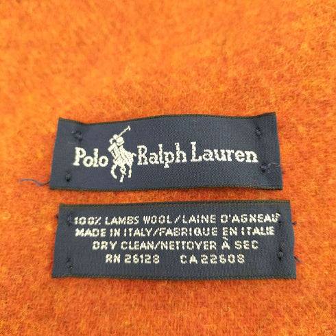 ポロラルフローレン POLO RALPH LAUREN イタリア製 LAMBS WOOL ロゴ刺繍 マフラー メンズ
