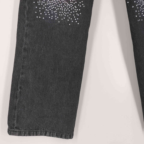 ABRA Black Rhinestone Jeans ブラック ラインストーン デニムパンツ メンズ M