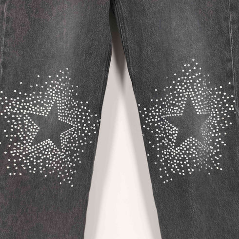 ABRA Black Rhinestone Jeans ブラック ラインストーン デニムパンツ メンズ M