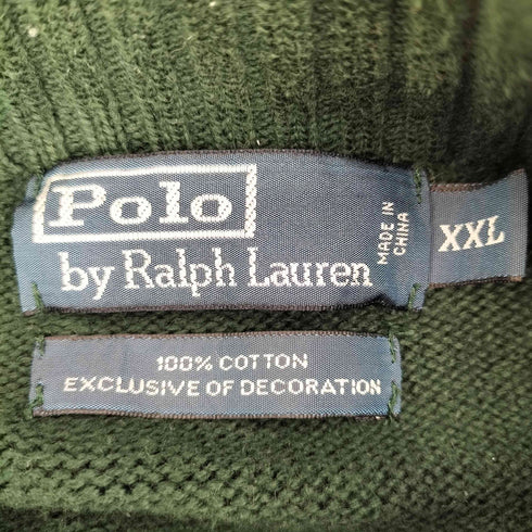 ポロバイラルフローレン Polo by RALPH LAUREN 90s ポニー刺繍 ハーフジップ コットン ニットセーター メンズ XXL