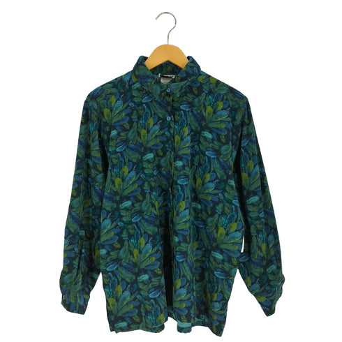 ボンワース BonWorth リーフ柄 デザインシャツ レディース M-PETITE