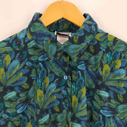 ボンワース BonWorth リーフ柄 デザインシャツ レディース M-PETITE