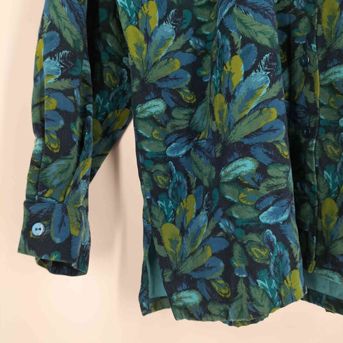 ボンワース BonWorth リーフ柄 デザインシャツ レディース M-PETITE