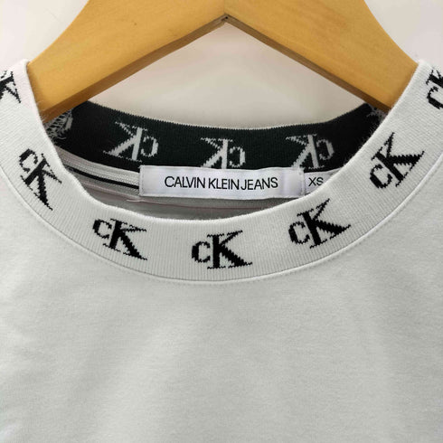 カルバンクラインジーンズ Calvin Klein Jeans ネックロゴ クロップド半袖Tシャツ レディース XS