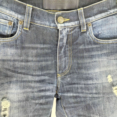 ドルチェアンドガッバーナ DOLCE&GABBANA イタリア製 STRECH ダメージ加工 スキニー ストレッチ デニム パンツ メンズ 46