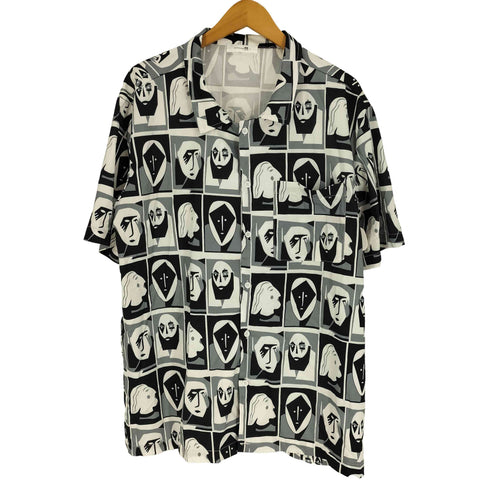 ChArmkpR 顔 フェイス 総柄 ポリ S/S シャツ アート シャツ メンズ import:L