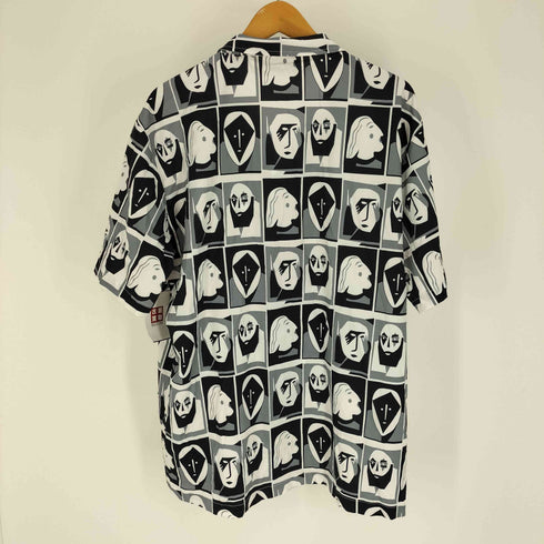 ChArmkpR 顔 フェイス 総柄 ポリ S/S シャツ アート シャツ メンズ import:L