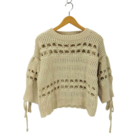 ザラ ZARA Ecru Open Knit Sweater レディース import:S