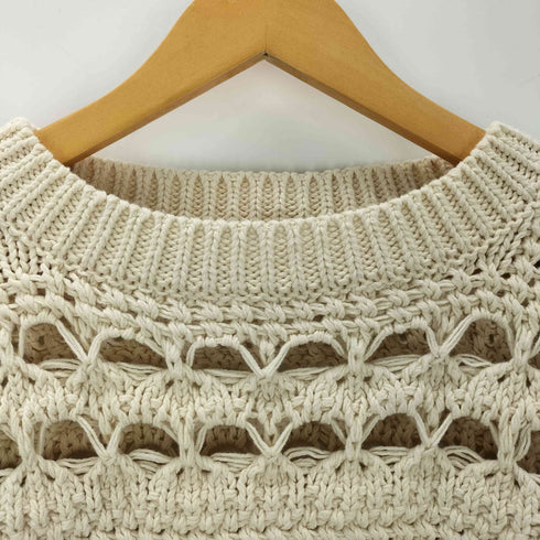 ザラ ZARA Ecru Open Knit Sweater レディース import:S