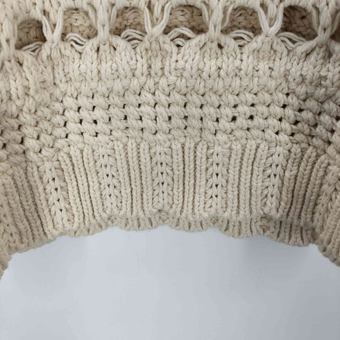 ザラ ZARA Ecru Open Knit Sweater レディース import:S