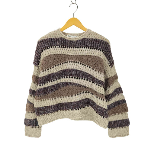 ザラ ZARA パッチワークニット 継ぎ接ぎデザインニット レディース import:M