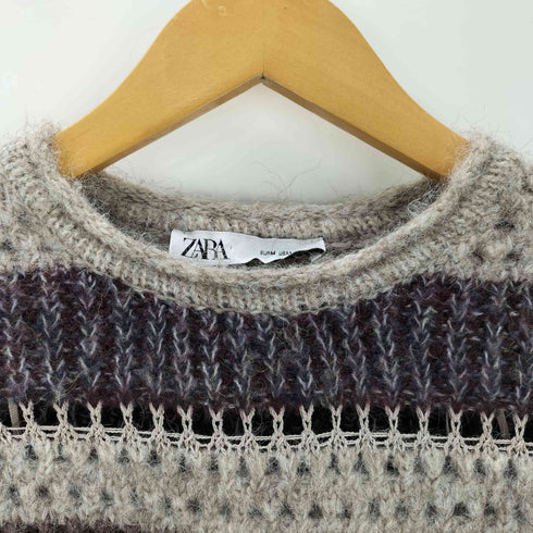 ザラ ZARA パッチワークニット 継ぎ接ぎデザインニット レディース import:M