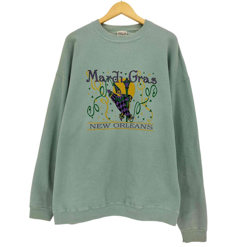 オニータ ONEITA 90s USA製 Mardi gras サーマル地 クルーネックスウェット メンズ import:XL