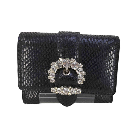 ジミーチュウ JIMMY CHOO クリスタル バックル パイソン 三つ折り財布 ミニウォレット レディース