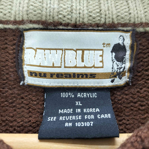 RAW BLUE アクリル3Dニット メンズ XL