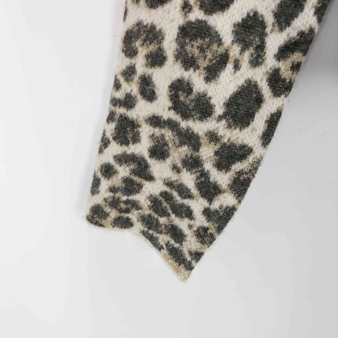 ザラ ZARA アニマル柄ジャカードニットジャケット ジュエルネック レディース import:S