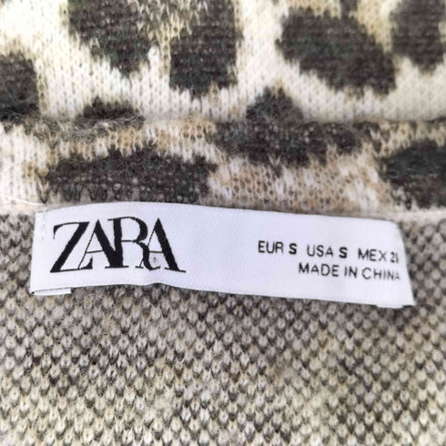 ザラ ZARA アニマル柄ジャカードニットジャケット ジュエルネック レディース import:S