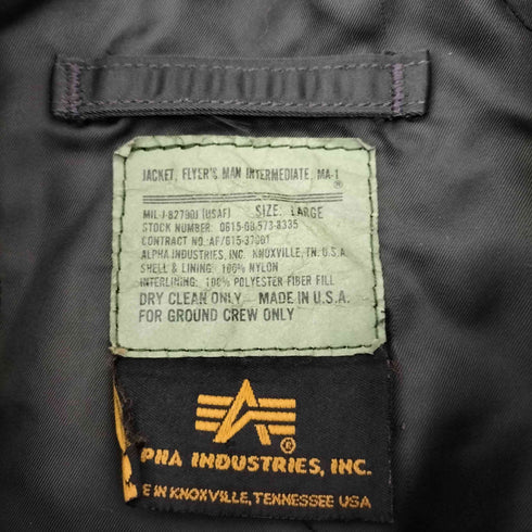アルファインダストリーズ ALPHA INDUSTRIES USA製 MA-1 グランドクルーフライトジャケット メンズ JPN:L
