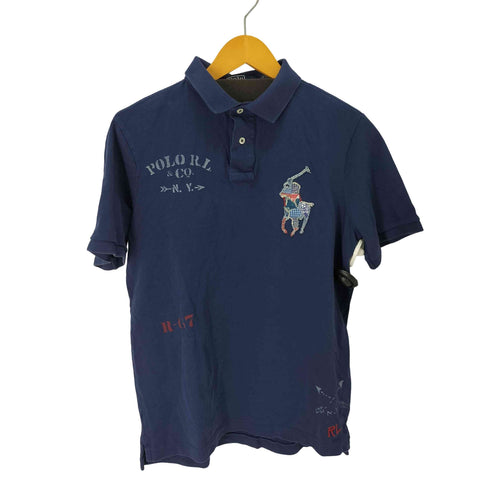 ポロバイラルフローレン Polo by RALPH LAUREN ビックポニー パッチワークデザイン ナンバリング ポロシャツ メンズ import:S