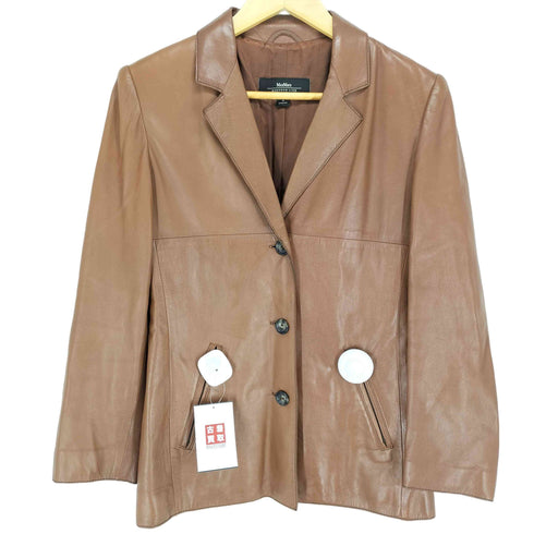マックスマーラウィークエンド MAX MARA WEEKEND ハンガリー製 ジップポケット リアルレザー3B レザーテーラードジャケット レディース 38
