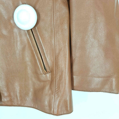 マックスマーラウィークエンド MAX MARA WEEKEND ハンガリー製 ジップポケット リアルレザー3B レザーテーラードジャケット レディース 38