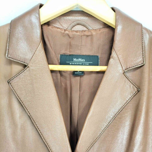 マックスマーラウィークエンド MAX MARA WEEKEND ハンガリー製 ジップポケット リアルレザー3B レザーテーラードジャケット レディース 38