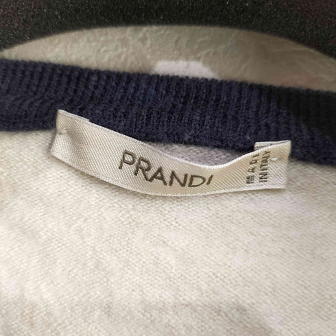 PRANDI MADE IN ITALY バイカラー メリノウール Vネックニット レディース 50