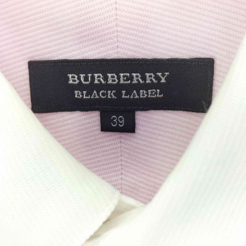 バーバリーブラックレーベル BURBERRY BLACK LABEL 同色 ワンポイント 刺繍 ボタンダウン クレリック シャツ メンズ 39