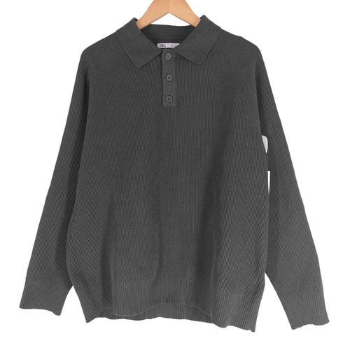 ザラ ZARA ラグラン L/S ニットポロ メンズ import:L