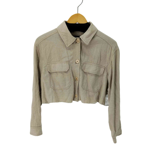 ザラ ZARA LINEN BLEND CROPPED OVERSHIRTS レディース import:S
