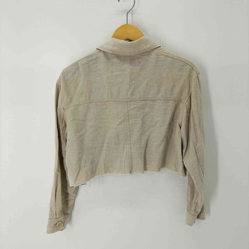 ザラ ZARA LINEN BLEND CROPPED OVERSHIRTS レディース import:S