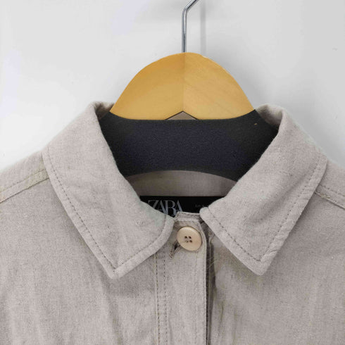 ザラ ZARA LINEN BLEND CROPPED OVERSHIRTS レディース import:S