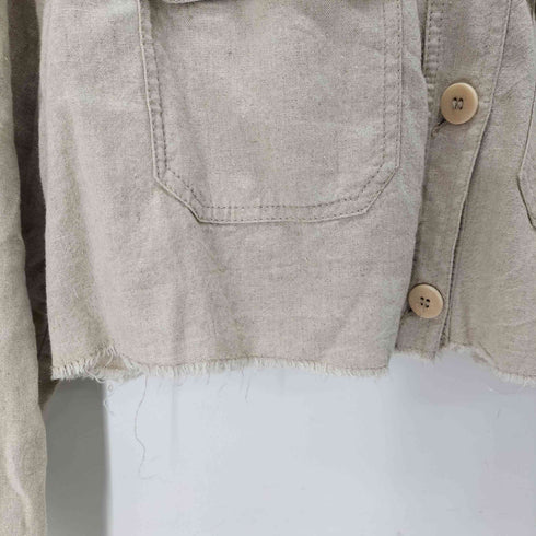 ザラ ZARA LINEN BLEND CROPPED OVERSHIRTS レディース import:S
