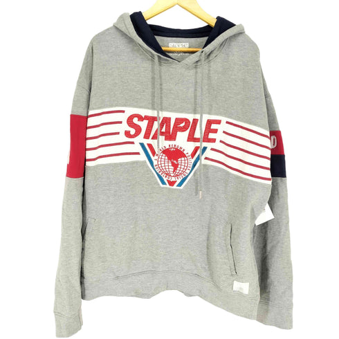 ステイプル staple ロゴ刺繍裾Vガゼットプルオーバーパーカー メンズ 3XL