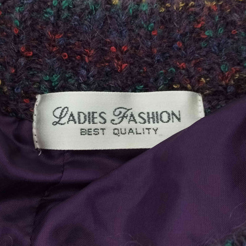 ladies fashion モヘア混 クルーネックカーディガン レディース