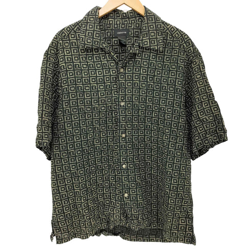 クレイボーン Claiborne 90S 総柄 リネンレーヨン混 ショートスリーブ オープンカラーシャツ メンズ import:L