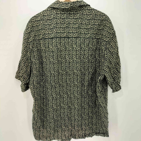 クレイボーン Claiborne 90S 総柄 リネンレーヨン混 ショートスリーブ オープンカラーシャツ メンズ import:L