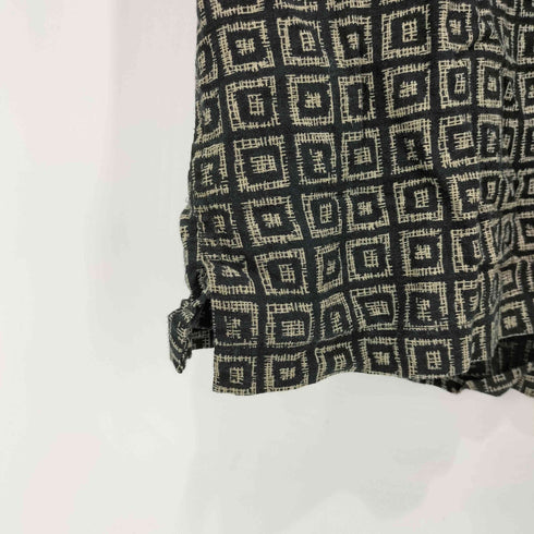 クレイボーン Claiborne 90S 総柄 リネンレーヨン混 ショートスリーブ オープンカラーシャツ メンズ import:L
