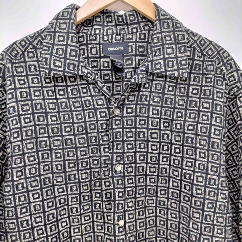 クレイボーン Claiborne 90S 総柄 リネンレーヨン混 ショートスリーブ オープンカラーシャツ メンズ import:L