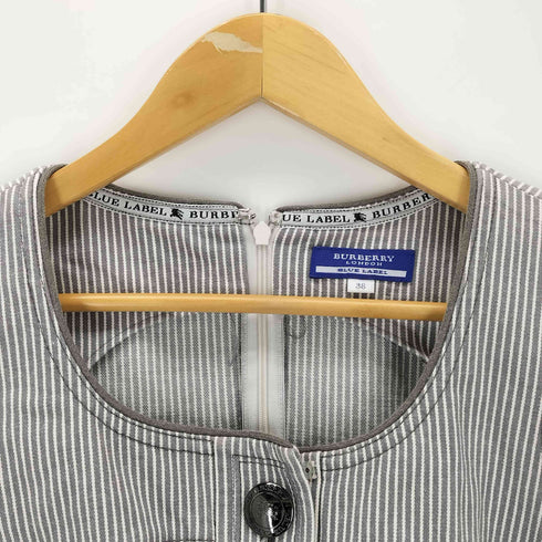 バーバリーブルーレーベル BURBERRY BLUE LABEL ロゴボタン ストライプワンピース レディース 38