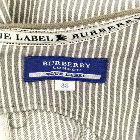 バーバリーブルーレーベル BURBERRY BLUE LABEL ロゴボタン ストライプワンピース レディース 38